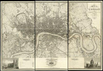 1824年に実際に行われた調査によるロンドンの地図 作： Christopher and John (fl.1821 40) Greenwood