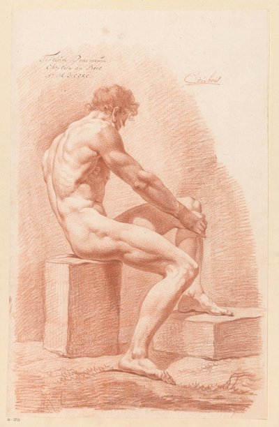 横から見た着席男性ヌード（3等1790年） 作： Chrétien Dubois