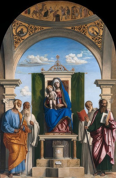 マリアは子供と一緒に即位した。 1495-97 作： Cima da Conegliano