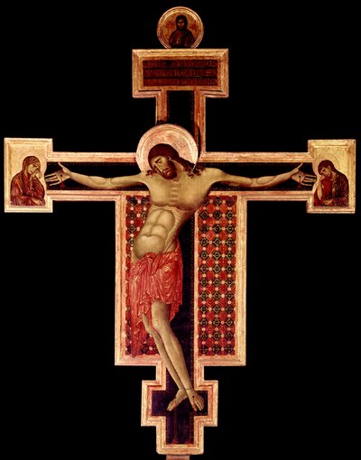 Cimabue (Cenni di Pepo) (1272-1302) 1268-1271 Dim. 336x267 cm アレッツォ、サン・ドメニコ教会の木に描かれた十字架のデトレンペ。 作： Cimabue