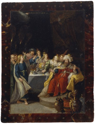 ベルシャザーの饗宴、日付なし（銅に油彩） 作： Circle of Frans Francken the Younger