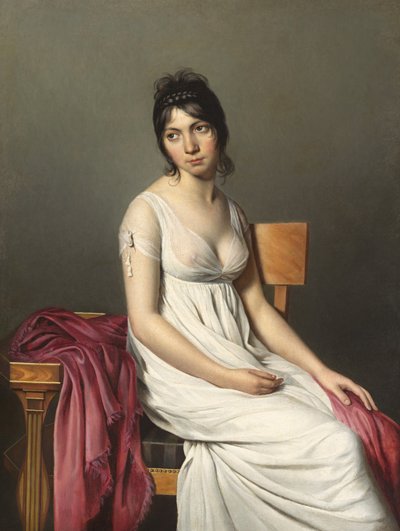 肖像画, の, a, 若い女性, 中に, 白 作： Circle of Jacques Louis David
