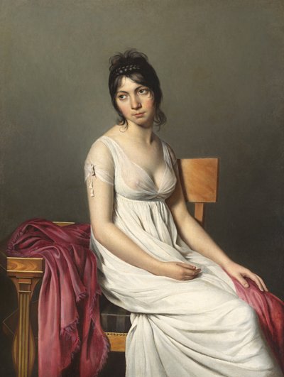 若い女性の肖像画 作： Circle of Jacques Louis David