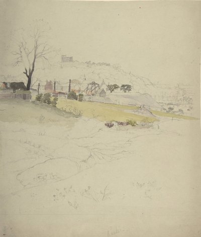 町のはずれにある炭鉱の眺め、1840～49 年。 作： Circle of John Ruskin.