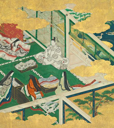 美しい花輪玉鬘、17世紀。 作： Circle of Tosa Mitsuyoshi