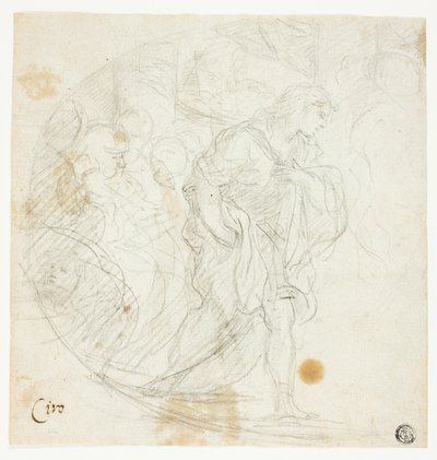 聖書の未確認シーン（レクト）；スケッチ（裏面） 作： Ciro Ferri