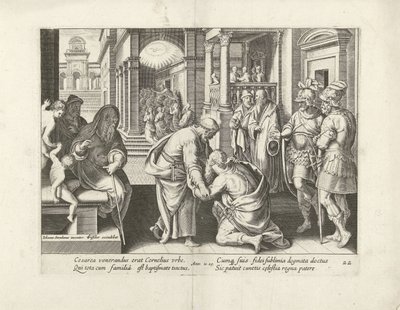 コーネリアスがペテロの前にひざまずく 使徒たちの行為（シリーズタイトル） Acta Apostolorum (シリーズタイトル) 作： Claes Jansz. Visscher (II) (attributed to workshop of)