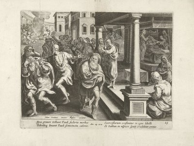 パウロはエペソで悪霊を追い出す 使徒たちの行為（シリーズタイトル） Acta Apostolorum (シリーズタイトル) 作： Claes Jansz. Visscher (II) (workshop of)