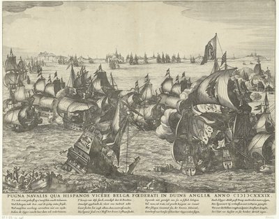 Zeeslag bij Duins、1639 ベルギー人が 1339 年にイングランドのドゥインでスペイン人を破った海戦 (オブジェクトのタイトル) 作： Claes Jansz. Visscher (II) (workshop of)