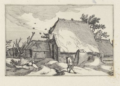 農場と 2 つのバケツを持つ男 田園風景（連載タイトル） 作： Claes Jansz. Visscher (II)