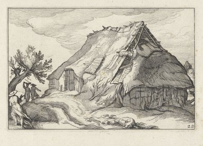 かやぶき屋根が崩れた農家 田園風景（連載タイトル） 作： Claes Jansz. Visscher (II)