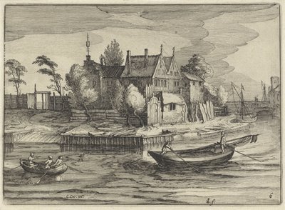 地所でのスループ オランダの風景（シリーズタイトル） Amaeniores Aliquot Regiunculae (オブジェクトのシリーズ タイトル) 作： Claes Jansz. Visscher (II)