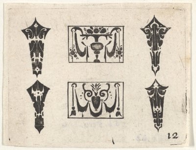 2つの水平パネルと4つのベゼルを備えたブラックワークプリント1620年。 作： Claes Jansz Visscher