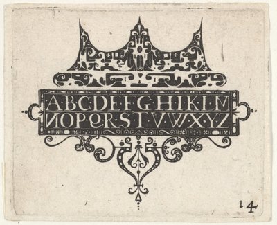 アルファベット入りブラックワークプリント1620年。 作： Claes Jansz Visscher