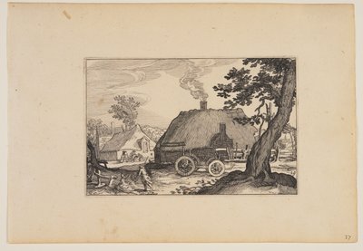 農場、中央に荷車のシャーシ、風景より（Verscheyden aerdige Lanthuysen...） 作： Claes Jansz. Visscher