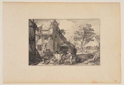 農場、豚の中の放蕩息子（『風景』より） 作： Claes Jansz. Visscher