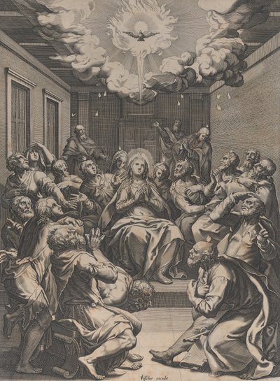 聖霊降臨、1574 年。 作： Claes Jansz Visscher
