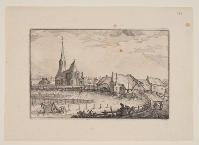 ザントフォールト村、ハーレム近郊の景色から（プレザンテ・プラエッセン） 作： Claes Jansz. Visscher