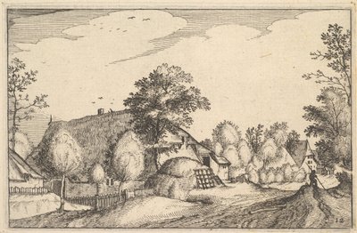 ビレッジロード、レジアンキュレの町からのプレート12といくつかのブラバント公国。 1610年。 作： Claes Jansz Visscher