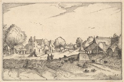 ビレッジロード、レジアンキュレの町からのプレート20といくつかのブラバント公国。 1610年。 作： Claes Jansz Visscher