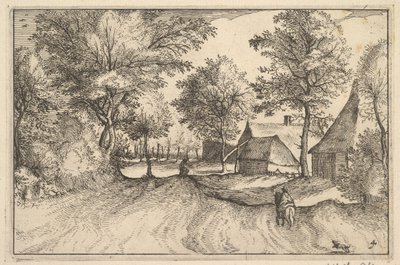 ビレッジロード、レジアンキュレの町のプレート4、ブラバントのいくつかの公国。 1610年。 作： Claes Jansz Visscher