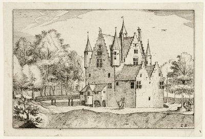 農場、カントリーハウス、素朴な村の写真（Praediorum villarum et rusticarum casularum icones）の後、22皿目の城。 作： Claes Jansz. Visscher II