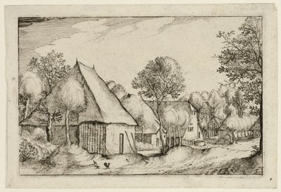 農場、カントリーハウス、素朴な村の絵（Praediorum villarum et rusticarum casularum icones）』から5枚目の「農場」。 作： Claes Jansz. Visscher II