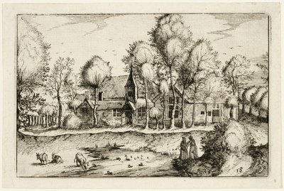 農場、カントリーハウス、素朴な村の写真（Praediorum villarum et rusticarum casularum icones）』から18枚目の「池」。 作： Claes Jansz. Visscher II