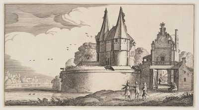 風景（プレイサンテ・ランツシャッペン）より「川沿いの砦と城門 作： Claes Jansz. Visscher II