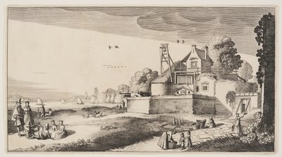 風景（プレイサンテ・ランツシャッペン）より「川沿いの砦の前の漂白畑 作： Claes Jansz. Visscher II