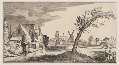 風景（プレイサンテ・ランツシャッペン）より「町外れの池に建つ家 作： Claes Jansz. Visscher II
