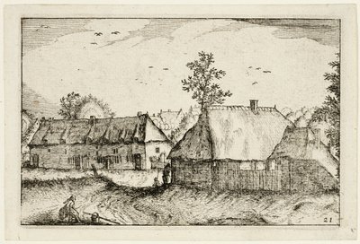 農場、カントリーハウス、素朴な村の写真（Praediorum villarum et rusticarum casularum icones）の後、大きな小屋、プレート21 作： Claes Jansz. Visscher II