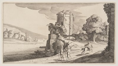 風景（プレイサンテ・ランツシャッペン）より「川に浮かぶ丸い塔 作： Claes Jansz. Visscher II