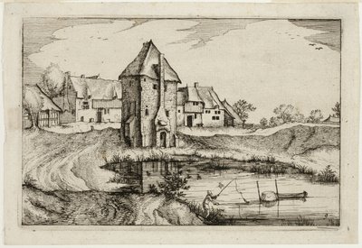農場、カントリーハウス、素朴な村の写真（Praediorum villarum et rusticarum casularum icones）の後、池、プレート9 作： Claes Jansz. Visscher II