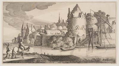 風景（プレイサンテ・ランツシャッペン）より「川のある町 作： Claes Jansz. Visscher II