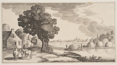 風景（プレイサンテ・ランツシャッペン）より「川での干し草の運搬 作： Claes Jansz. Visscher II