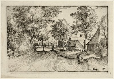 村の道、農場、田舎の家、素朴な村の写真（Praediorum villarum et rusticarum casularum icones）より第4版 作： Claes Jansz. Visscher II