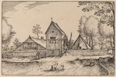大きな壁に囲まれた農場 作： Claes Jansz Visscher after Johannes van Doetechum, the Elder after Lucas