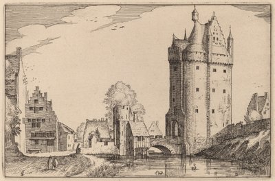 町の門 作： Claes Jansz Visscher after Johannes van Doetechum, the Elder after Lucas