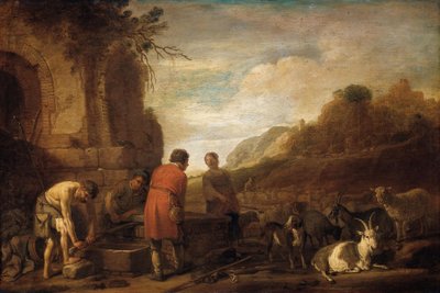 ヤコブとレイチェルの出会い (創世記 29:10) 作： Claes Moeyaert