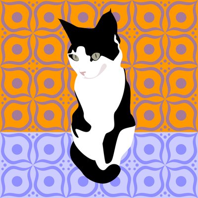 モロッコのタイル上の猫 作： Claire Huntley