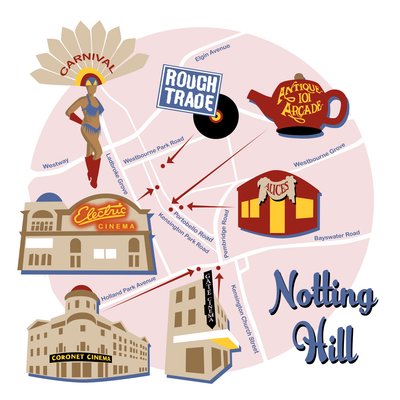 ノッティング・ヒルの地図 作： Claire Huntley
