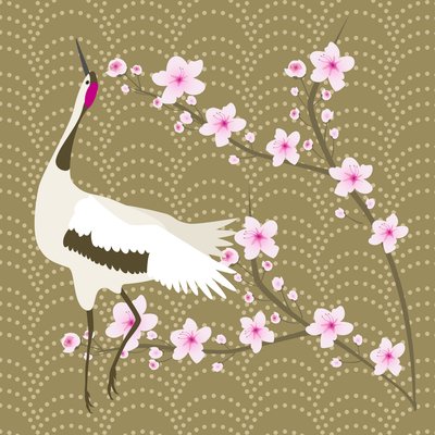 桜と鶴 作： Claire Huntley