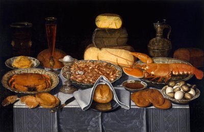 蟹、海老、ロブスターのある静物」 ピーテルス、クララ（1594-1658）、約1637-1640年 - 木に油彩、70,8x108,9 - ヒューストン美術館（Museum of Fine Arts, Houston 作： Charlotte Evans