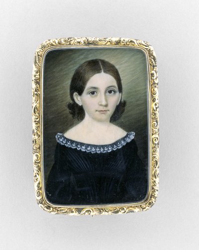 少女の肖像、1845年頃（象牙、金箔、ガラスに水彩） 作： Clarissa Peters