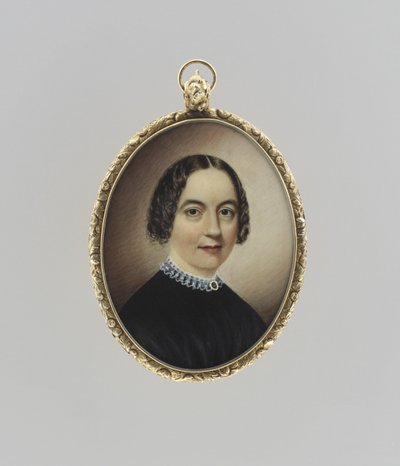 女性の肖像、1845年頃（象牙、金箔、ガラスに水彩） 作： Clarissa Peters