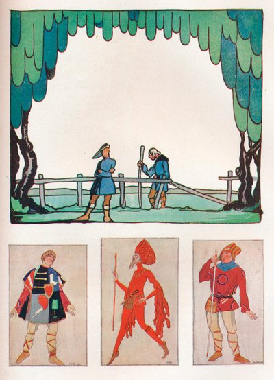 好きなだけの風景第1幕、第1幕、アミアンとルボーの衣装、1919年 作： Claud Lovat Fraser
