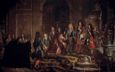 5月15日、ベルサイユの鏡の間で遺伝子の総督がルイ14世に行った賠償 作： Claude Guy Halle