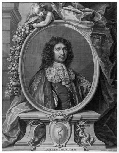 Jean Baptiste (Jean-Baptiste) Colbert (1619-1683) の肖像（Benoît I Audran by Claude Lefebvre）、エングレーヴィング 1709年。 作： Claude (after) Lefebvre