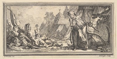 休憩中のトルコ兵、1746～47年。 作： Claude Augustin Duflos